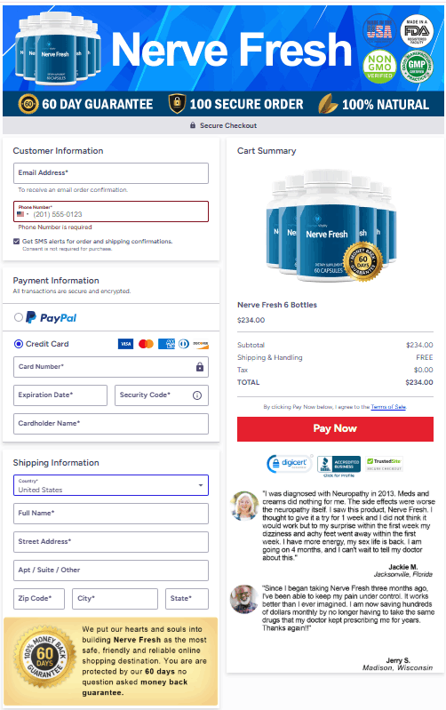 Nerve Fresh Secured Order Page